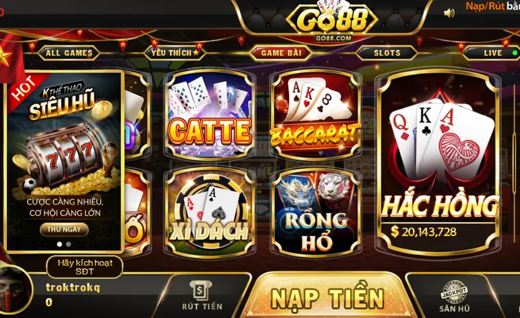 Danh Mục Game Bài Phổ Biến Tại Go88 Với Tỷ Lệ Chiến Thắng Cực Khủng