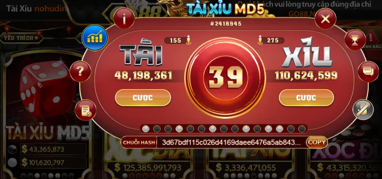Trải Nghiệm Đỉnh Cao Của Tựa Game Casino Tài Xỉu MD5 Tại Go88