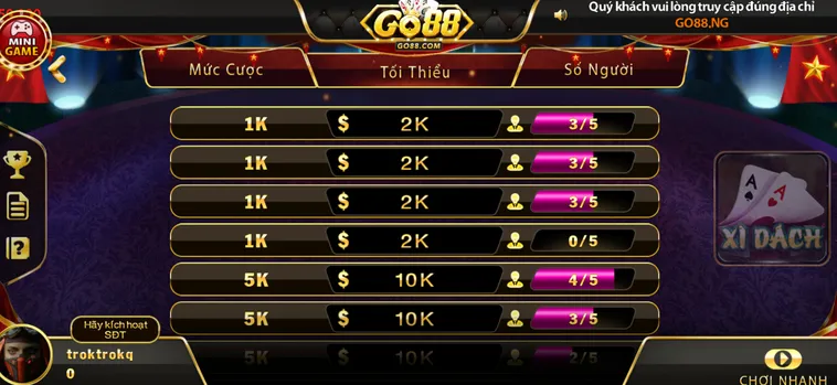 Siêu Phẩm Xì Dách Tại Go88 Cơ Hội Trúng Thưởng Hấp Dẫn Mỗi Ngày